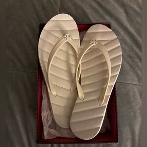 Tory Burch ivory flip flops